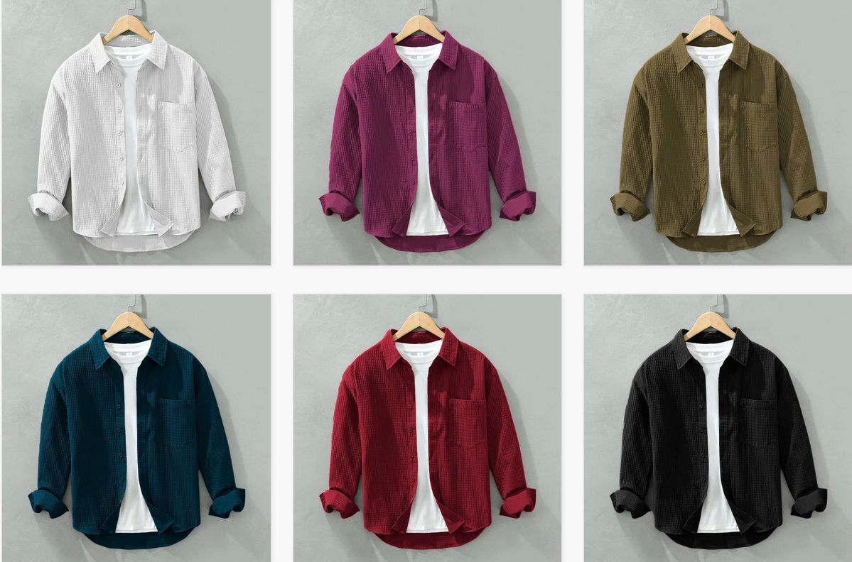 Structured 05 Men's Casual Seersucker Shirt