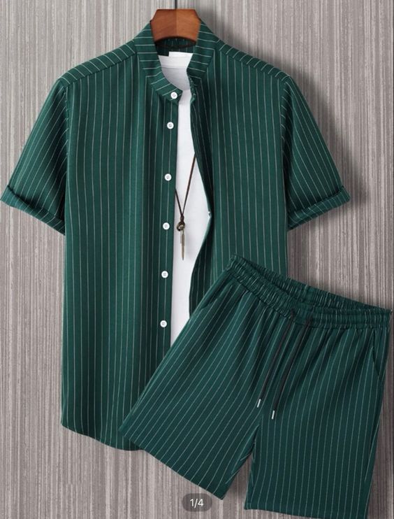 Men's Casual Shirt and Shorts Set Heavy Rayon