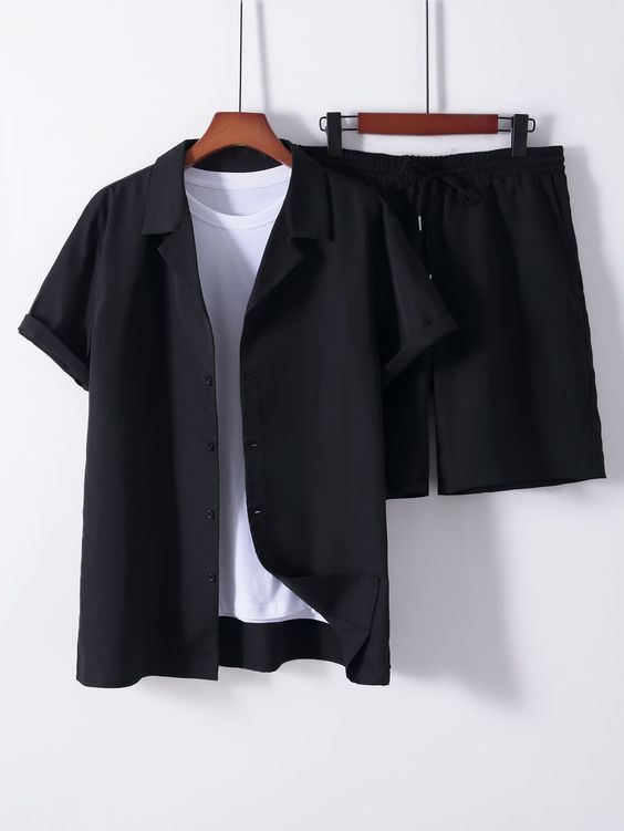 Men's Casual Shirt and Shorts Set Heavy Rayon