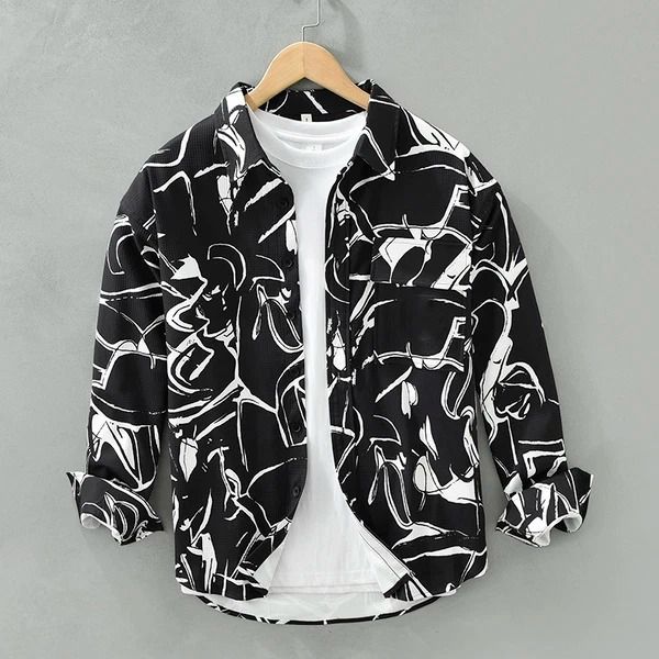 Structured 04 Men's Casual Printed Seersucker Shirt