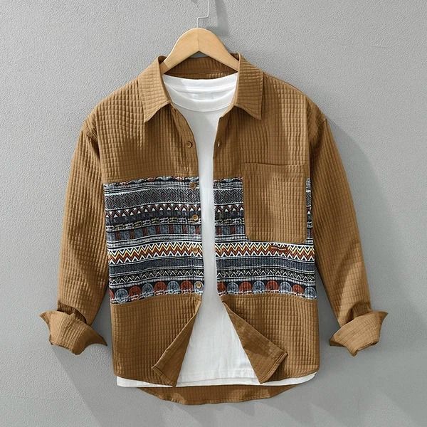 Structured 04 Men's Casual Printed Seersucker Shirt