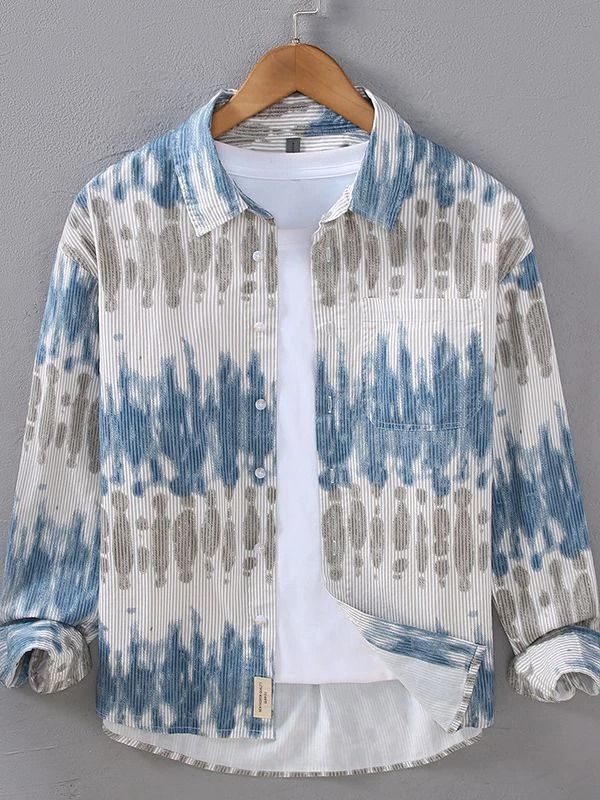 Structured 04 Men's Casual Printed Seersucker Shirt
