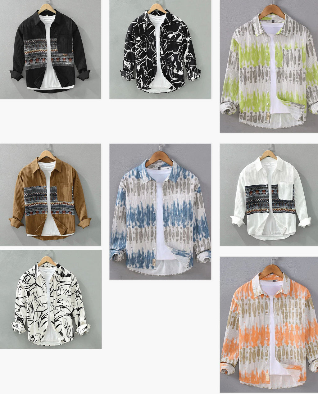 Structured 04 Men's Casual Printed Seersucker Shirt