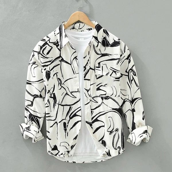 Structured 04 Men's Casual Printed Seersucker Shirt