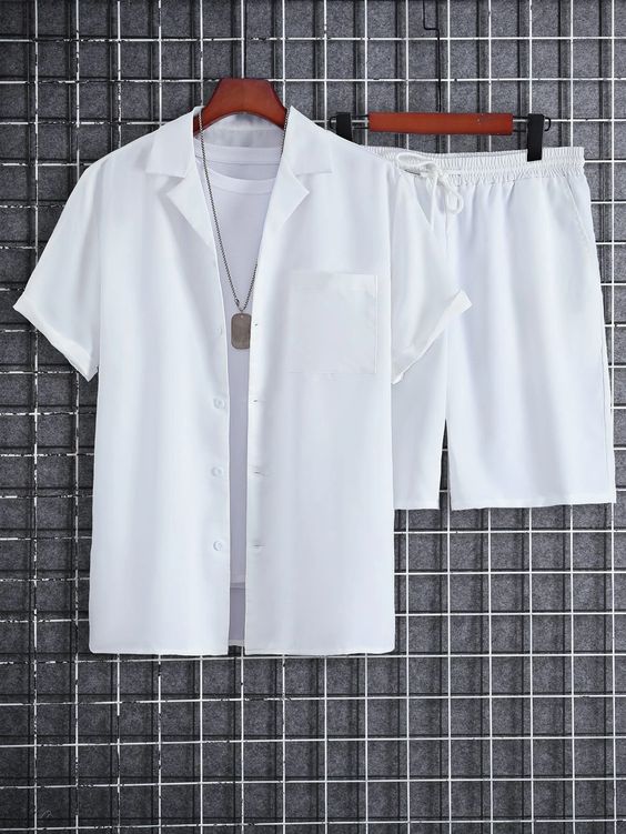 Men's Casual Shirt and Shorts Set Heavy Rayon